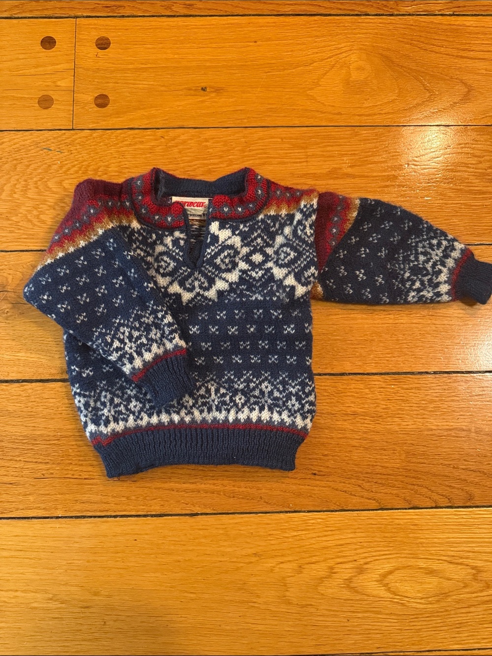 Toddler Navy Fair Isle Knit Pullover Sweater - Unbranded